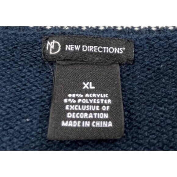 Christmas Penguin Sweater Womens XL Blue Fair Isle Knit New Directions Cozy Y2K - Picture 3 of 9